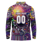 Personalised NAIDOC Week 2025 Sea Eagles Rugby Long Sleeve Polo Shirt Aboriginal Dot Painting