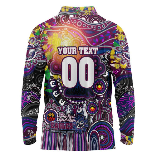 Personalised NAIDOC Week 2025 Sea Eagles Rugby Long Sleeve Polo Shirt Aboriginal Dot Painting