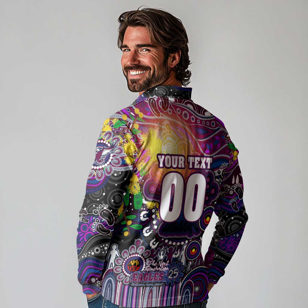 Personalised NAIDOC Week 2025 Sea Eagles Rugby Long Sleeve Polo Shirt Aboriginal Dot Painting