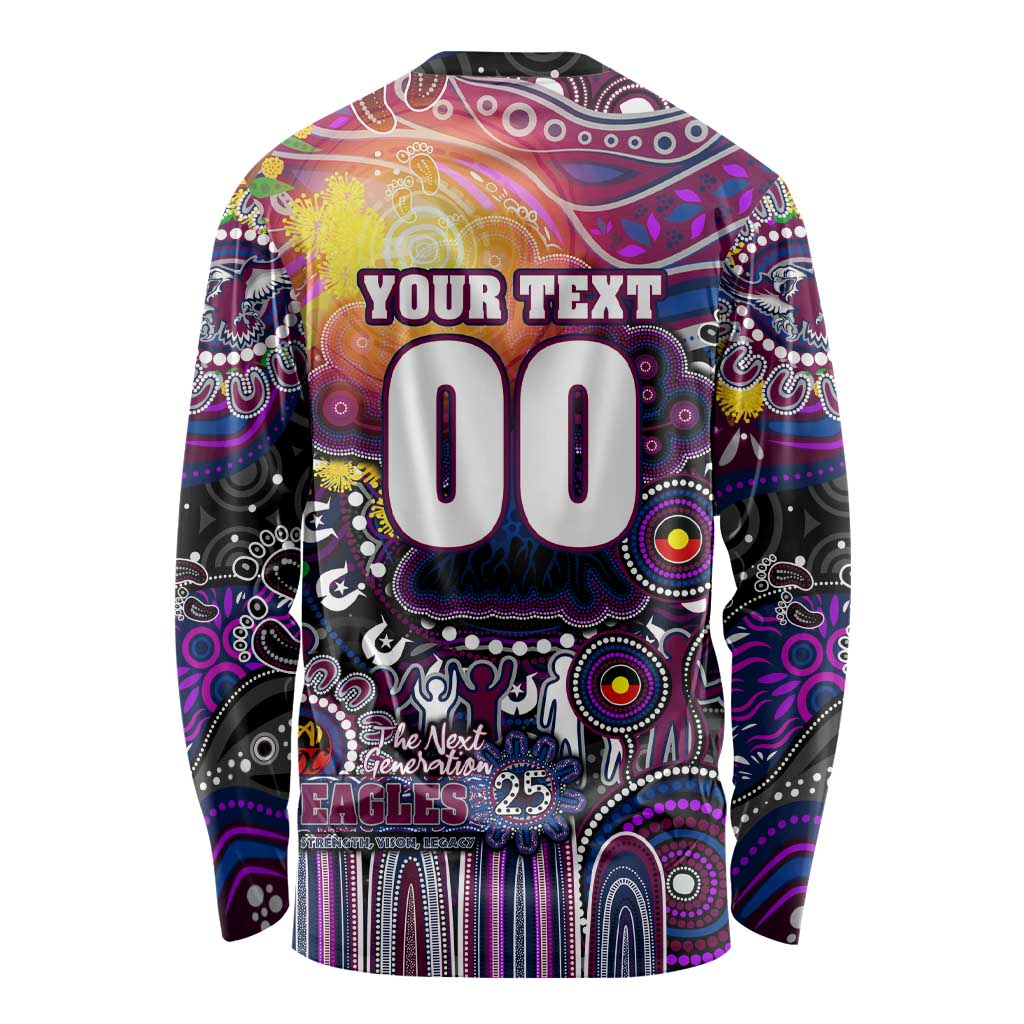 Personalised NAIDOC Week 2025 Sea Eagles Rugby Long Sleeve Shirt Aboriginal Dot Painting