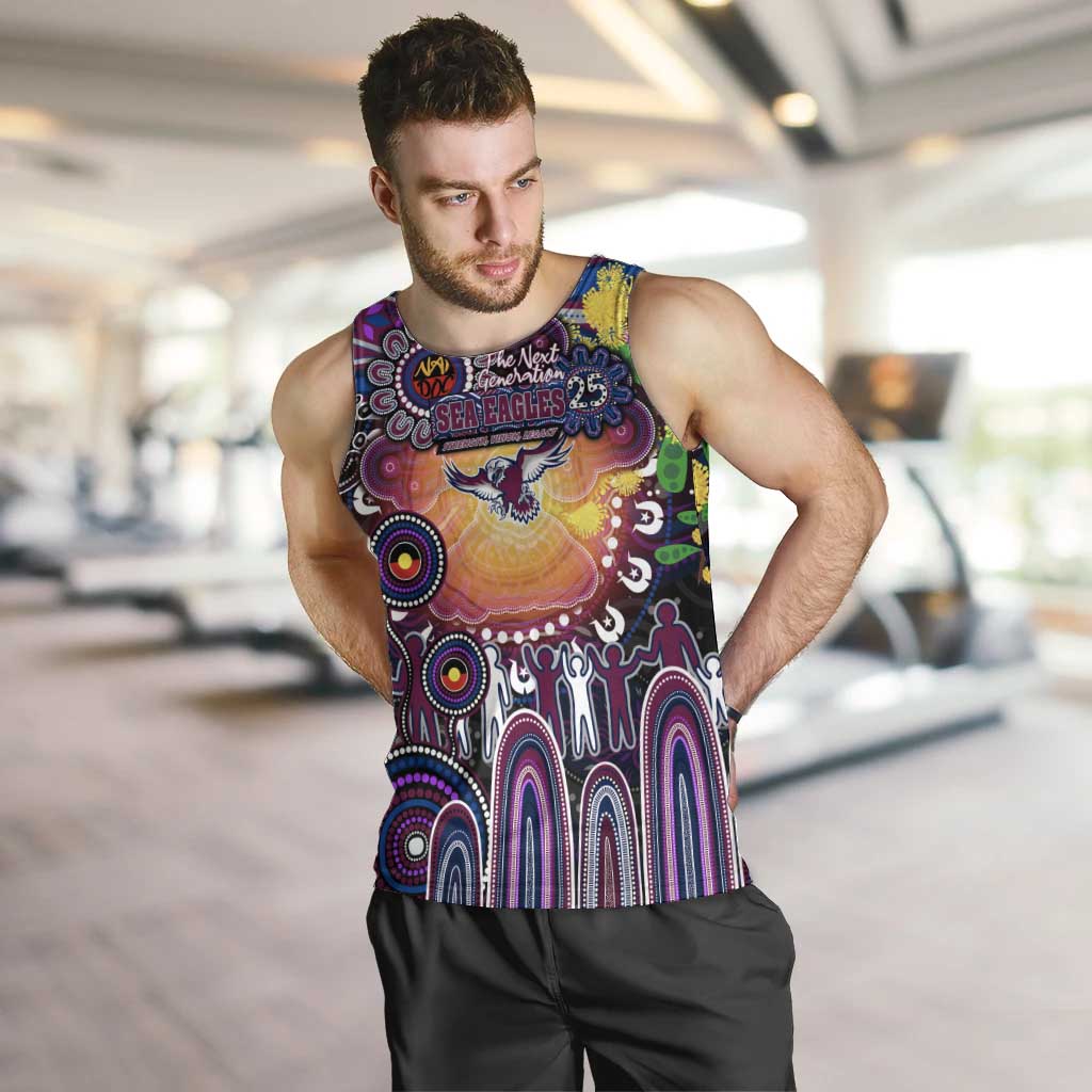 Personalised NAIDOC Week 2025 Sea Eagles Rugby Men Tank Top Aboriginal Dot Painting
