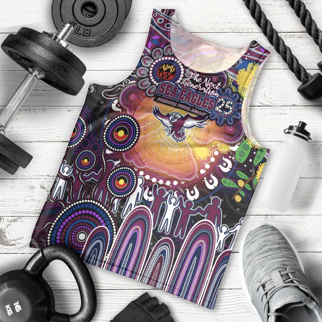 Personalised NAIDOC Week 2025 Sea Eagles Rugby Men Tank Top Aboriginal Dot Painting