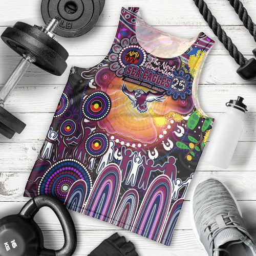 Personalised NAIDOC Week 2025 Sea Eagles Rugby Men Tank Top Aboriginal Dot Painting