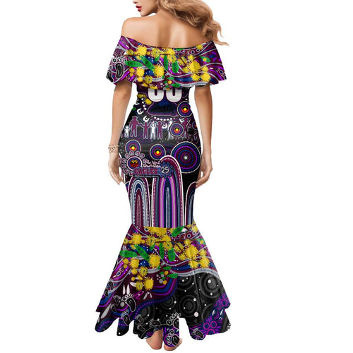 Personalised NAIDOC Week 2025 Sea Eagles Rugby Mermaid Dress Aboriginal Dot Painting