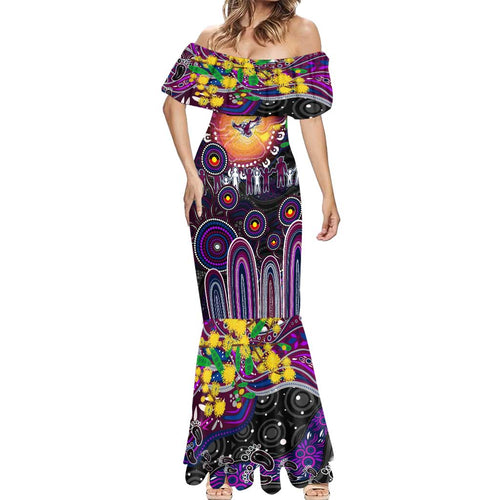 Personalised NAIDOC Week 2025 Sea Eagles Rugby Mermaid Dress Aboriginal Dot Painting