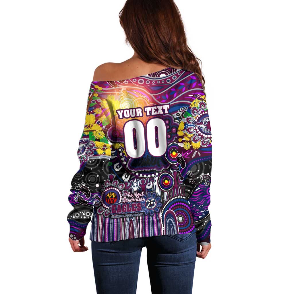 Personalised NAIDOC Week 2025 Sea Eagles Rugby Off Shoulder Sweater Aboriginal Dot Painting