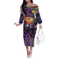 Personalised NAIDOC Week 2025 Sea Eagles Rugby Off The Shoulder Long Sleeve Dress Aboriginal Dot Painting