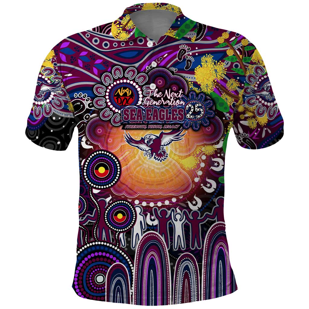 Personalised NAIDOC Week 2025 Sea Eagles Rugby Polo Shirt Aboriginal Dot Painting