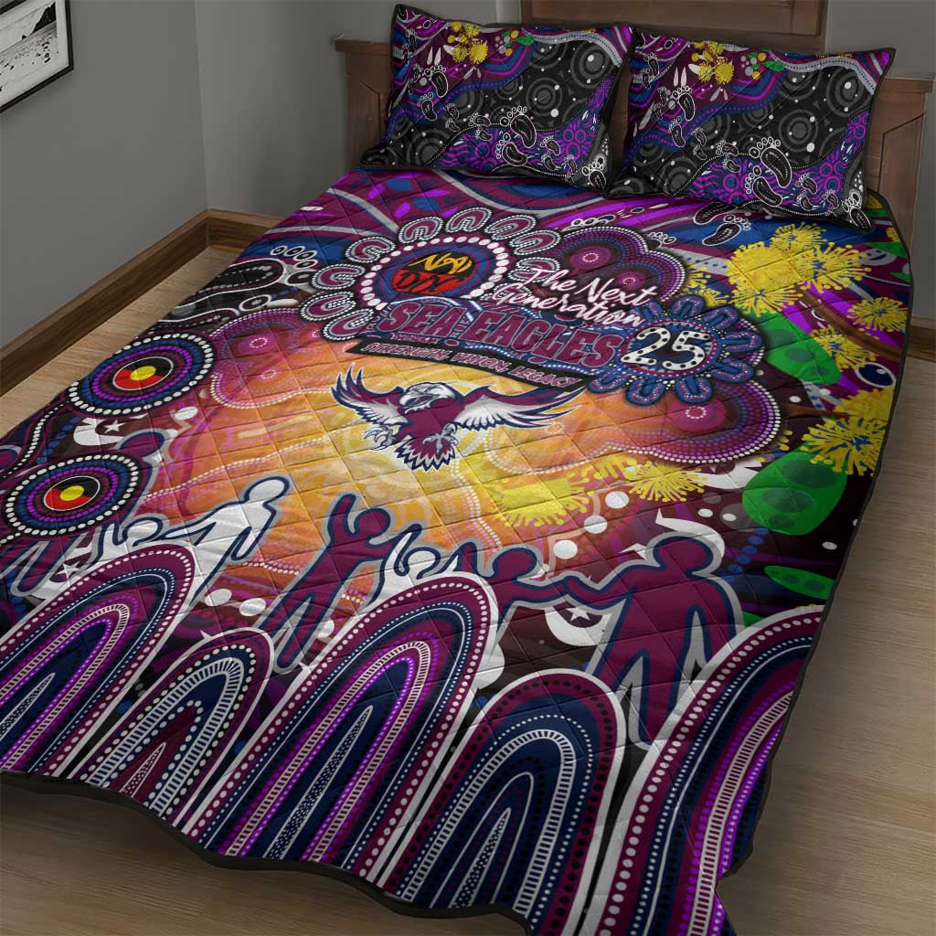 NAIDOC Week 2025 Sea Eagles Rugby Quilt Bed Set Aboriginal Dot Painting