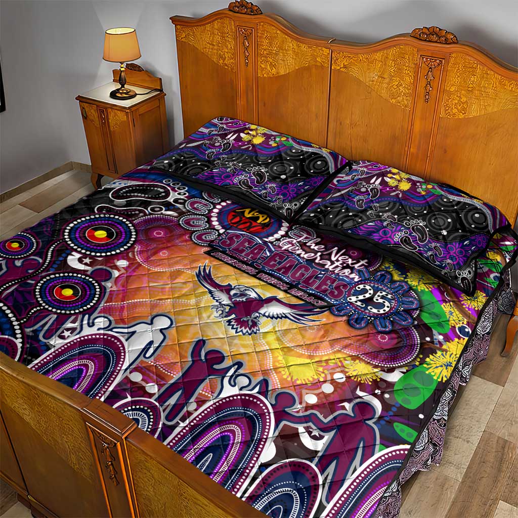 NAIDOC Week 2025 Sea Eagles Rugby Quilt Bed Set Aboriginal Dot Painting