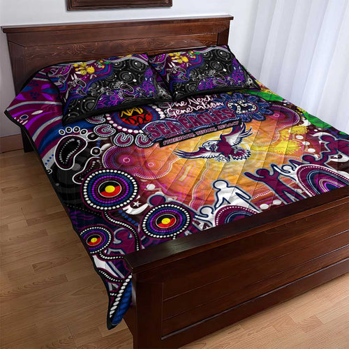 NAIDOC Week 2025 Sea Eagles Rugby Quilt Bed Set Aboriginal Dot Painting
