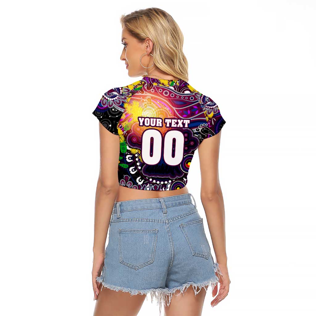 Personalised NAIDOC Week 2025 Sea Eagles Rugby Raglan Cropped T Shirt Aboriginal Dot Painting