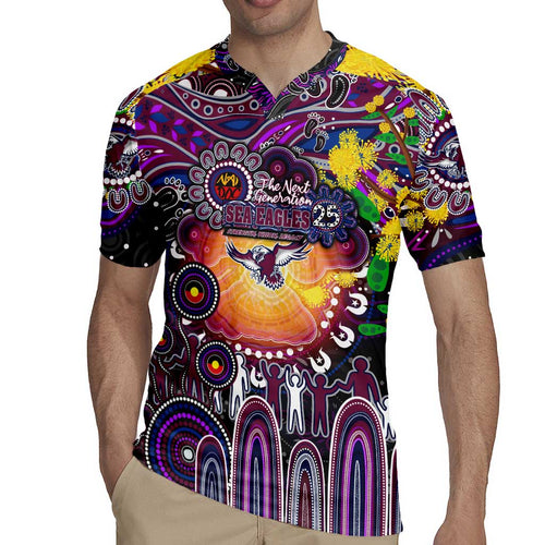 Personalised NAIDOC Week 2025 Sea Eagles Rugby Rugby Jersey Aboriginal Dot Painting