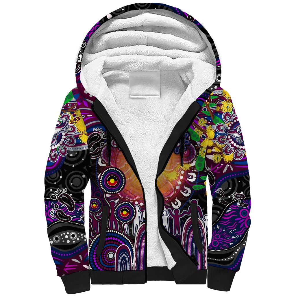 Personalised NAIDOC Week 2025 Sea Eagles Rugby Sherpa Hoodie Aboriginal Dot Painting