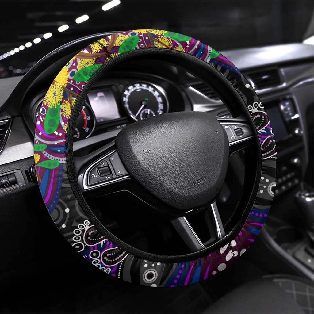 NAIDOC Week 2025 Sea Eagles Rugby Steering Wheel Cover Aboriginal Dot Painting