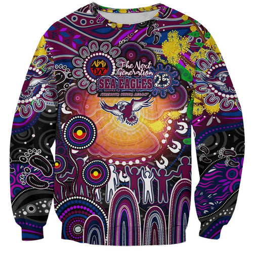 Personalised NAIDOC Week 2025 Sea Eagles Rugby Sweatshirt Aboriginal Dot Painting