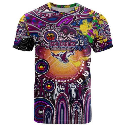 Personalised NAIDOC Week 2025 Sea Eagles Rugby T Shirt Aboriginal Dot Painting