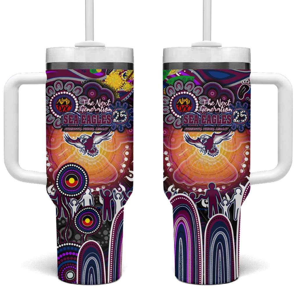 NAIDOC Week 2025 Sea Eagles Rugby Tumbler With Handle Aboriginal Dot Painting