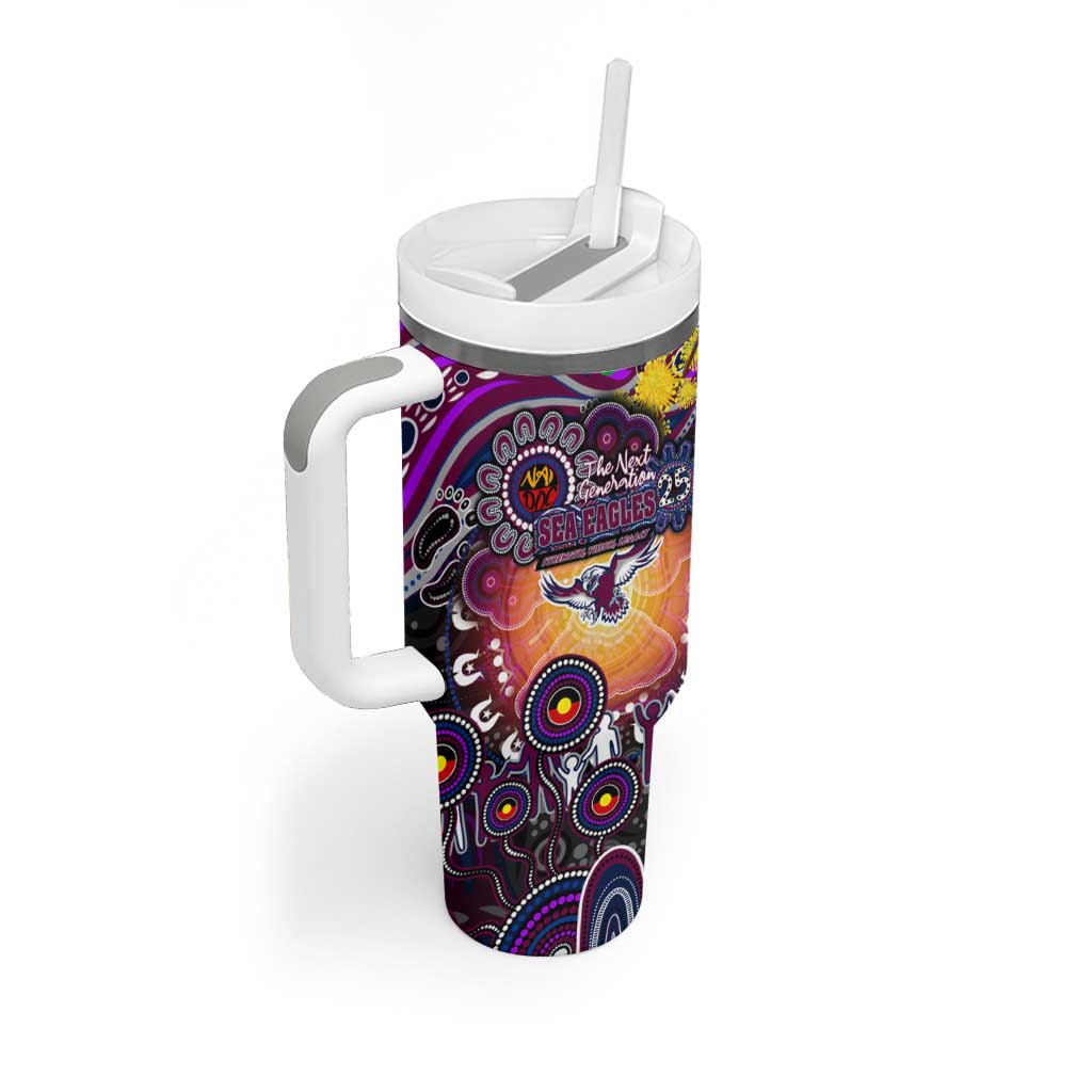 NAIDOC Week 2025 Sea Eagles Rugby Tumbler With Handle Aboriginal Dot Painting