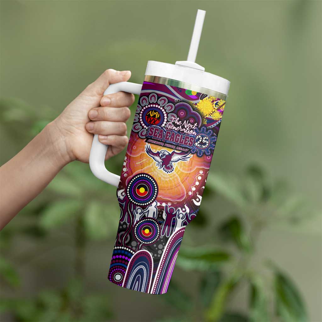 NAIDOC Week 2025 Sea Eagles Rugby Tumbler With Handle Aboriginal Dot Painting