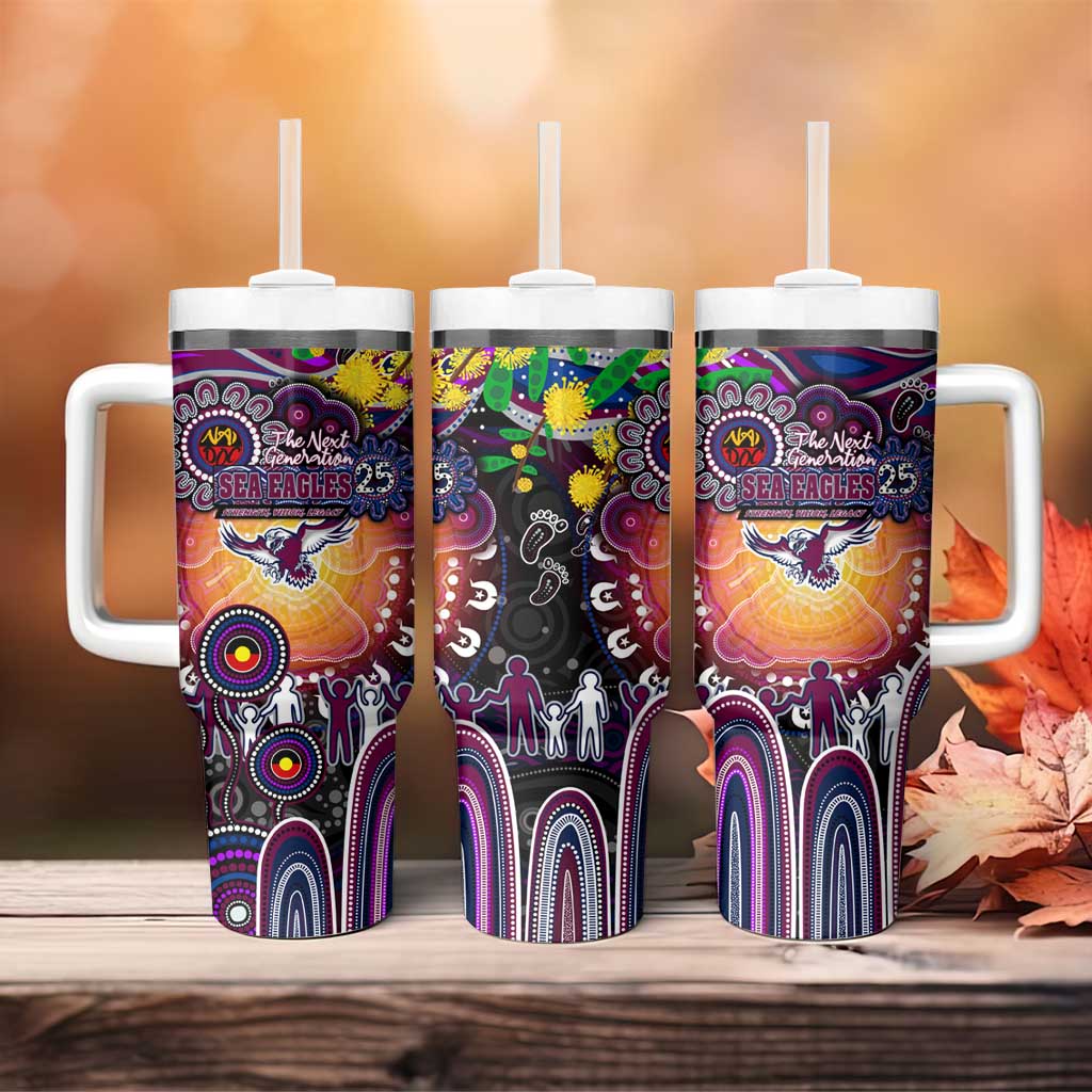 NAIDOC Week 2025 Sea Eagles Rugby Tumbler With Handle Aboriginal Dot Painting