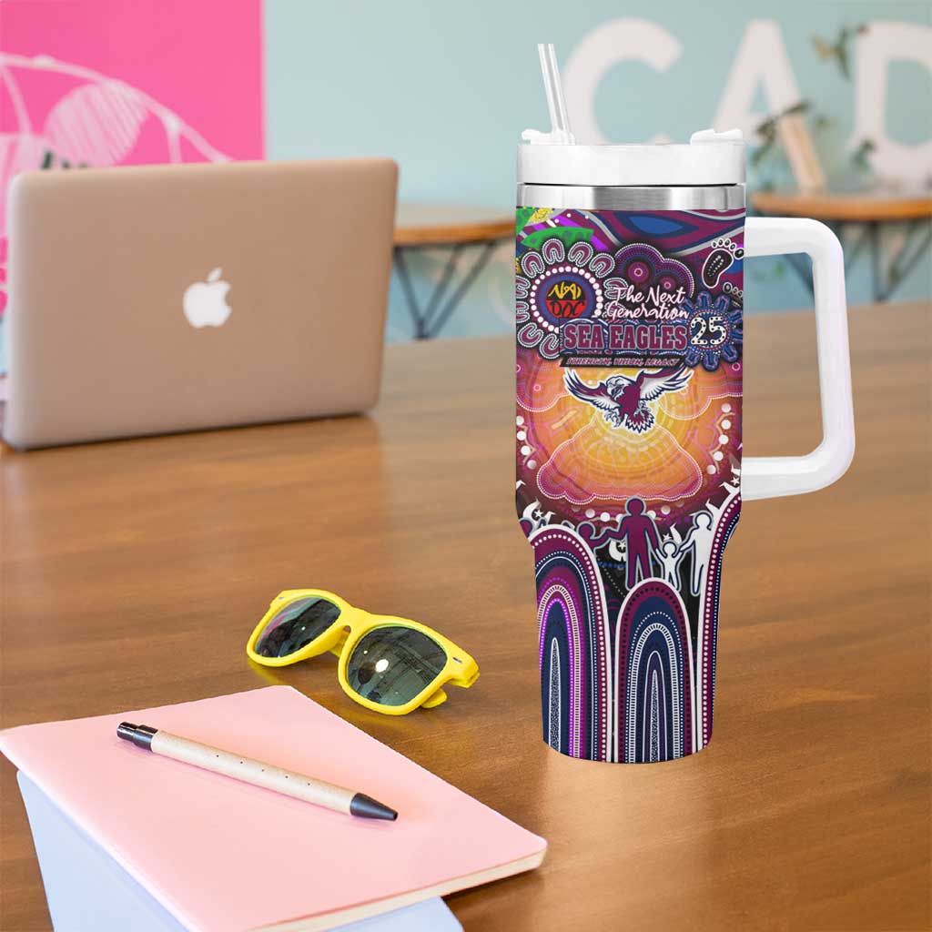 NAIDOC Week 2025 Sea Eagles Rugby Tumbler With Handle Aboriginal Dot Painting