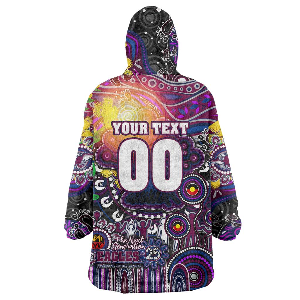 Personalised NAIDOC Week 2025 Sea Eagles Rugby Wearable Blanket Hoodie Aboriginal Dot Painting