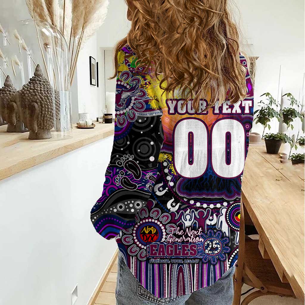 Personalised NAIDOC Week 2025 Sea Eagles Rugby Women Casual Shirt Aboriginal Dot Painting