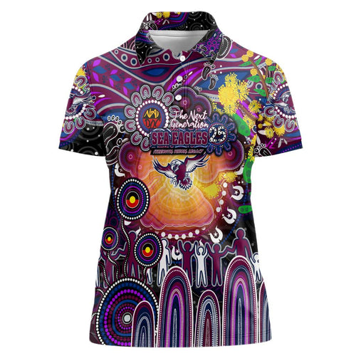 Personalised NAIDOC Week 2025 Sea Eagles Rugby Women Polo Shirt Aboriginal Dot Painting