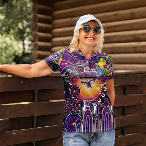 Personalised NAIDOC Week 2025 Sea Eagles Rugby Women Polo Shirt Aboriginal Dot Painting