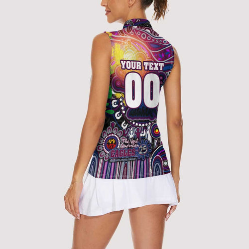 Personalised NAIDOC Week 2025 Sea Eagles Rugby Women Sleeveless Polo Shirt Aboriginal Dot Painting