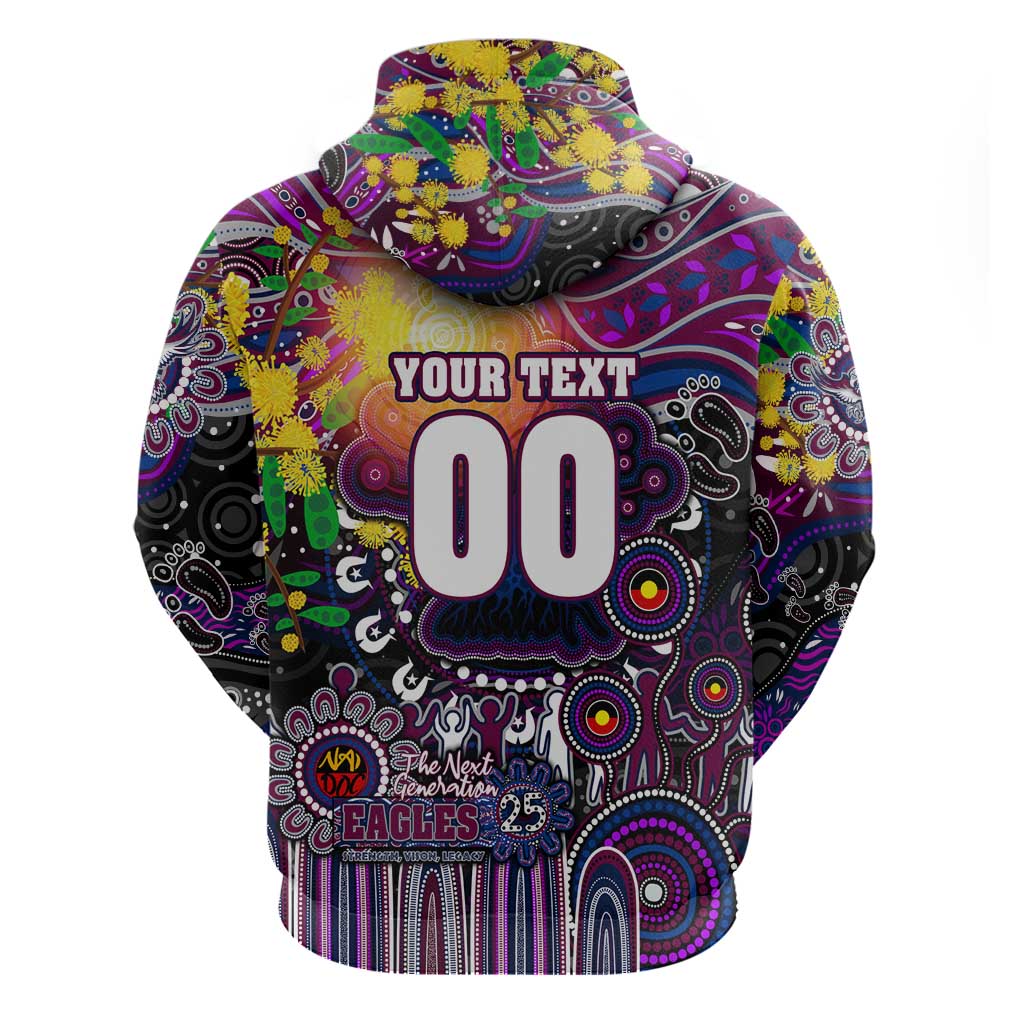 Personalised NAIDOC Week 2025 Sea Eagles Rugby Zip Hoodie Aboriginal Dot Painting