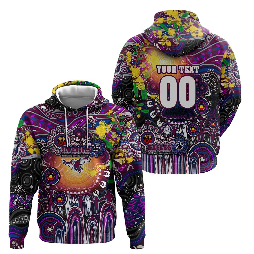 Personalised NAIDOC Week 2025 Sea Eagles Rugby Zip Hoodie Aboriginal Dot Painting