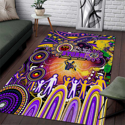 NAIDOC Week 2025 Storm Rugby Area Rug Aboriginal Dot Painting