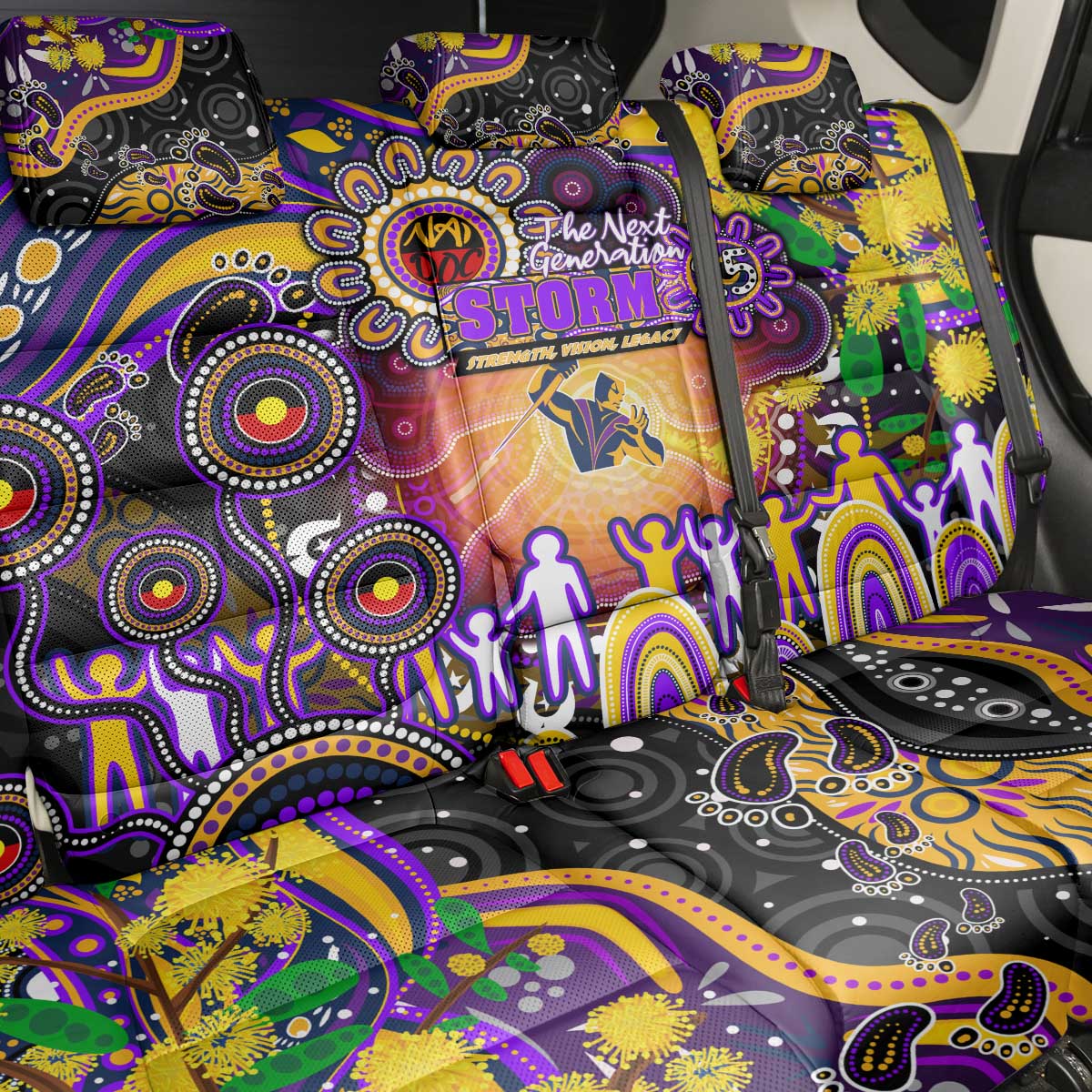 NAIDOC Week 2025 Storm Rugby Back Car Seat Cover Aboriginal Dot Painting