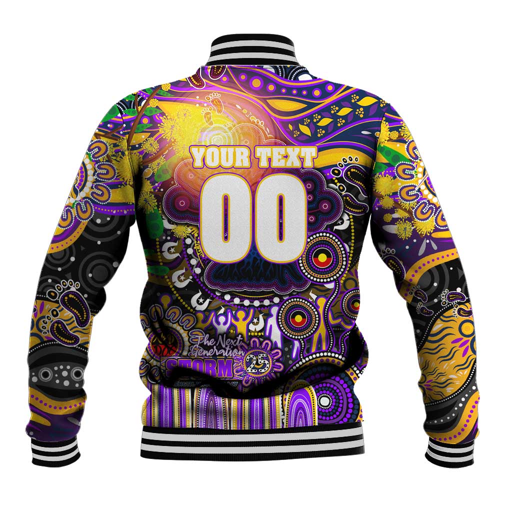 Personalised NAIDOC Week 2025 Storm Rugby Baseball Jacket Aboriginal Dot Painting