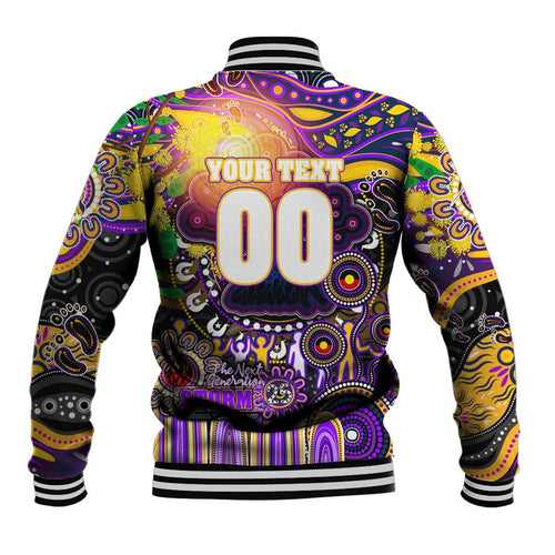 Personalised NAIDOC Week 2025 Storm Rugby Baseball Jacket Aboriginal Dot Painting