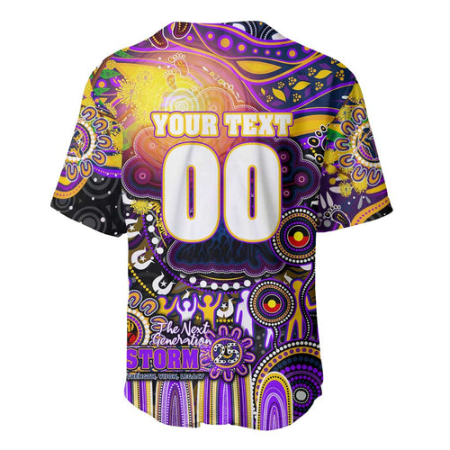 Personalised NAIDOC Week 2025 Storm Rugby Baseball Jersey Aboriginal Dot Painting