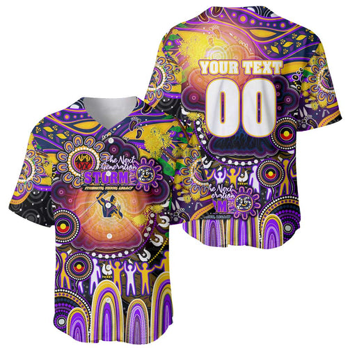 Personalised NAIDOC Week 2025 Storm Rugby Baseball Jersey Aboriginal Dot Painting