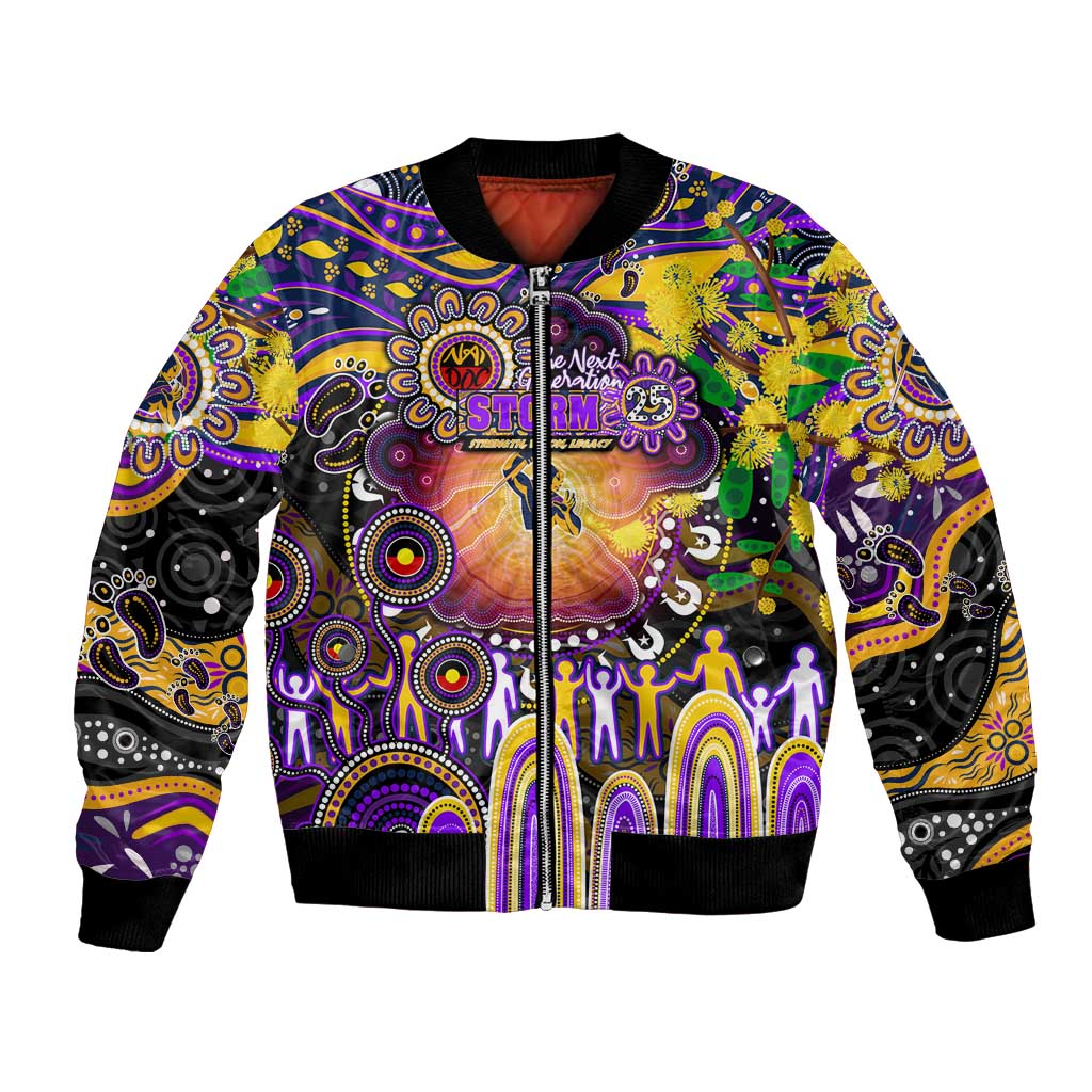 Personalised NAIDOC Week 2025 Storm Rugby Bomber Jacket Aboriginal Dot Painting