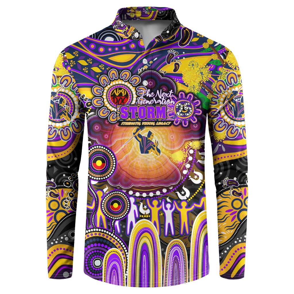Personalised NAIDOC Week 2025 Storm Rugby Button Sweatshirt Aboriginal Dot Painting