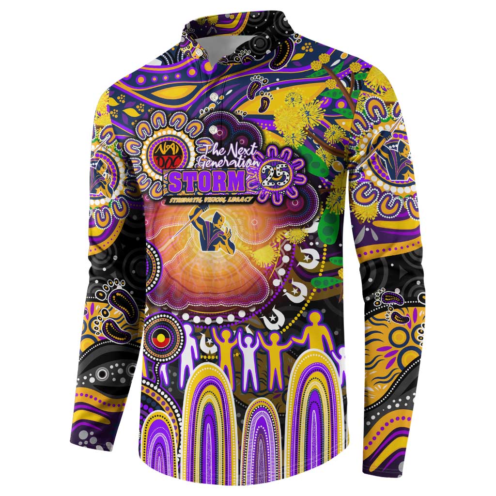 Personalised NAIDOC Week 2025 Storm Rugby Button Sweatshirt Aboriginal Dot Painting