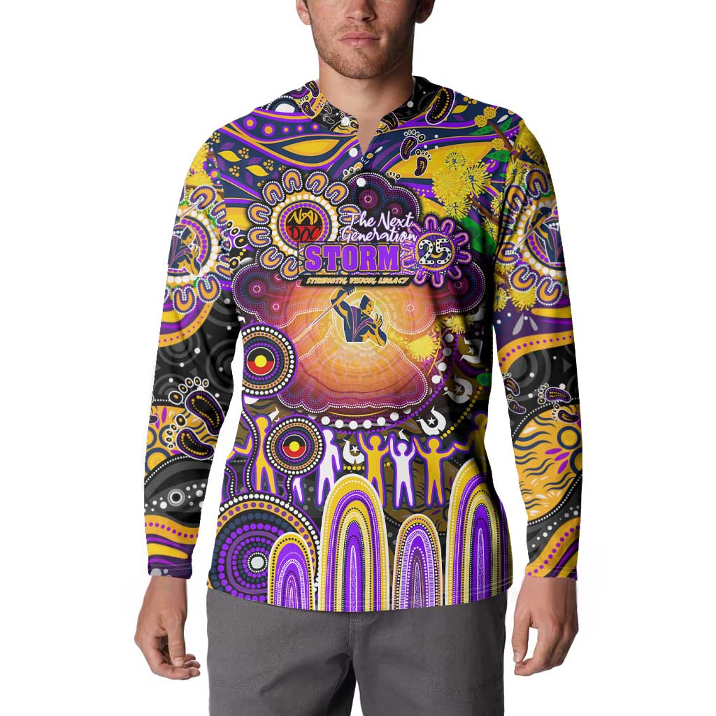 Personalised NAIDOC Week 2025 Storm Rugby Button Sweatshirt Aboriginal Dot Painting