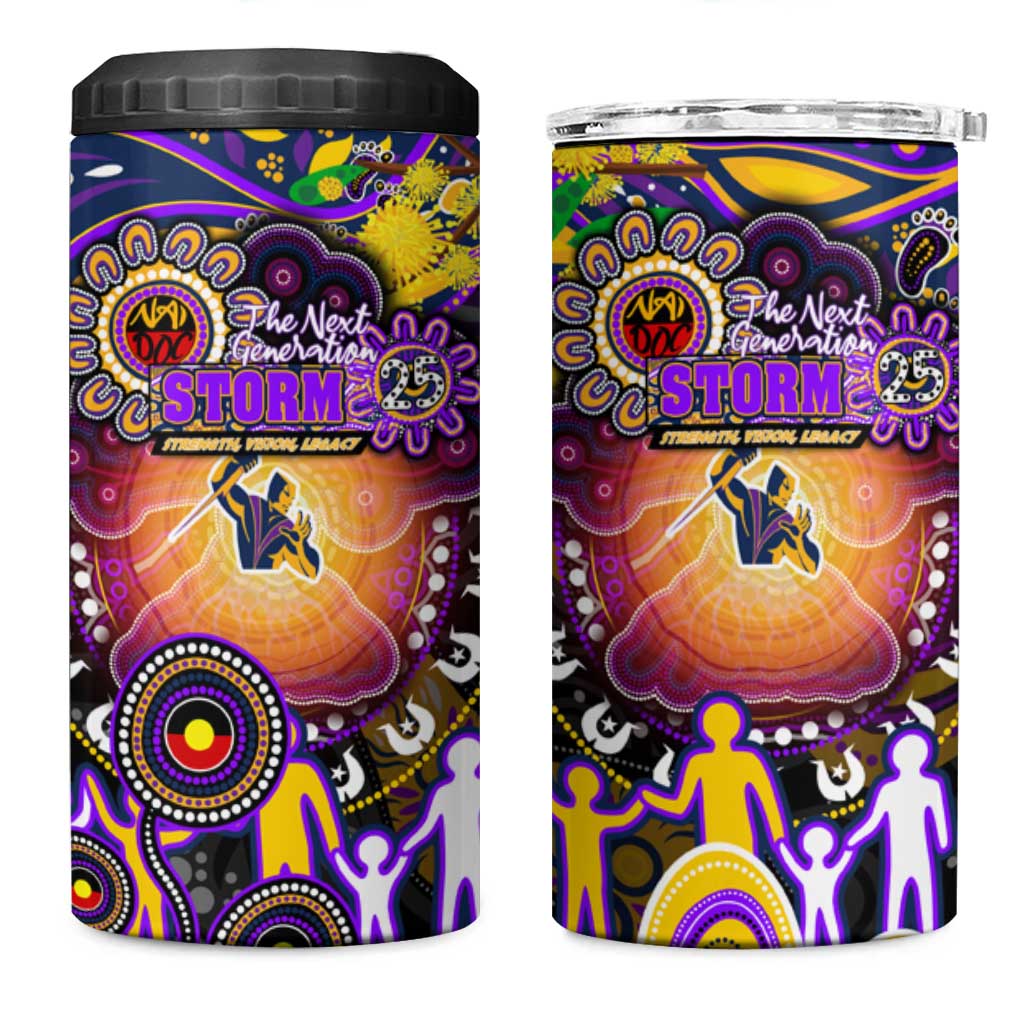 NAIDOC Week 2025 Storm Rugby 4 in 1 Can Cooler Tumbler Aboriginal Dot Painting