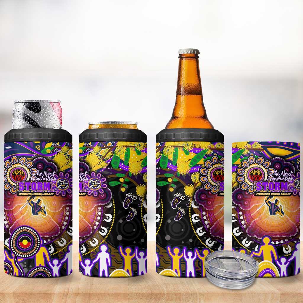 NAIDOC Week 2025 Storm Rugby 4 in 1 Can Cooler Tumbler Aboriginal Dot Painting