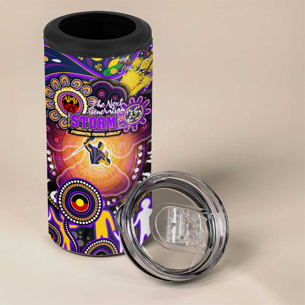NAIDOC Week 2025 Storm Rugby 4 in 1 Can Cooler Tumbler Aboriginal Dot Painting
