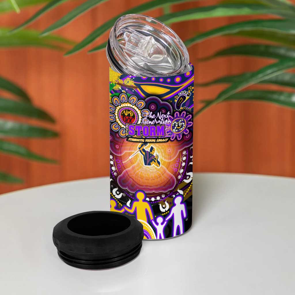 NAIDOC Week 2025 Storm Rugby 4 in 1 Can Cooler Tumbler Aboriginal Dot Painting