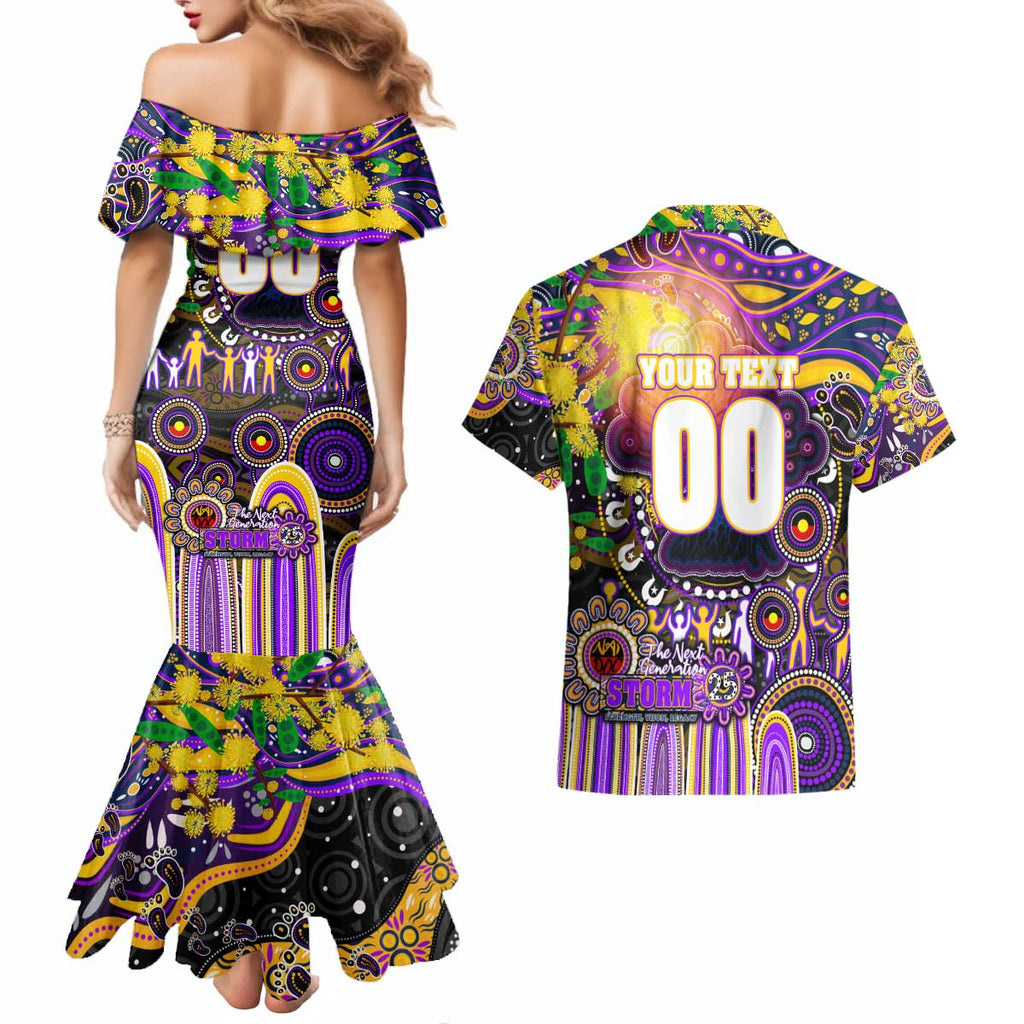 Personalised NAIDOC Week 2025 Storm Rugby Couples Matching Mermaid Dress and Hawaiian Shirt Aboriginal Dot Painting