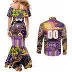 Personalised NAIDOC Week 2025 Storm Rugby Couples Matching Mermaid Dress and Long Sleeve Button Shirt Aboriginal Dot Painting