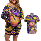 Personalised NAIDOC Week 2025 Storm Rugby Couples Matching Off Shoulder Short Dress and Hawaiian Shirt Aboriginal Dot Painting